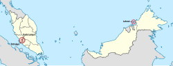 Mapa de ubicación de los Territorios Federales en Malasia