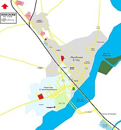 Mapa de la ciudad de Jhelum